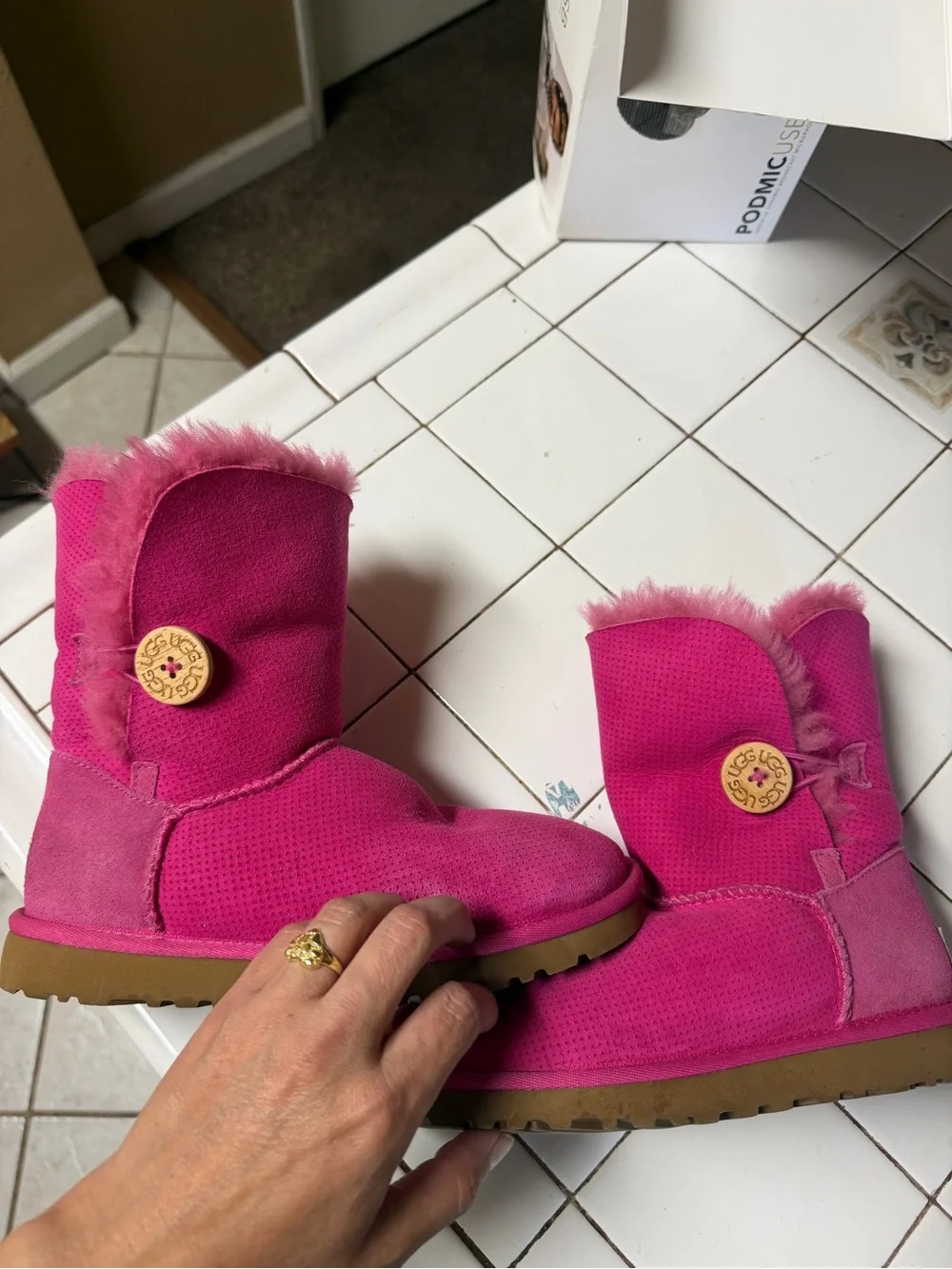 UGG Women's Plush Shearling Boots - Bright Pink